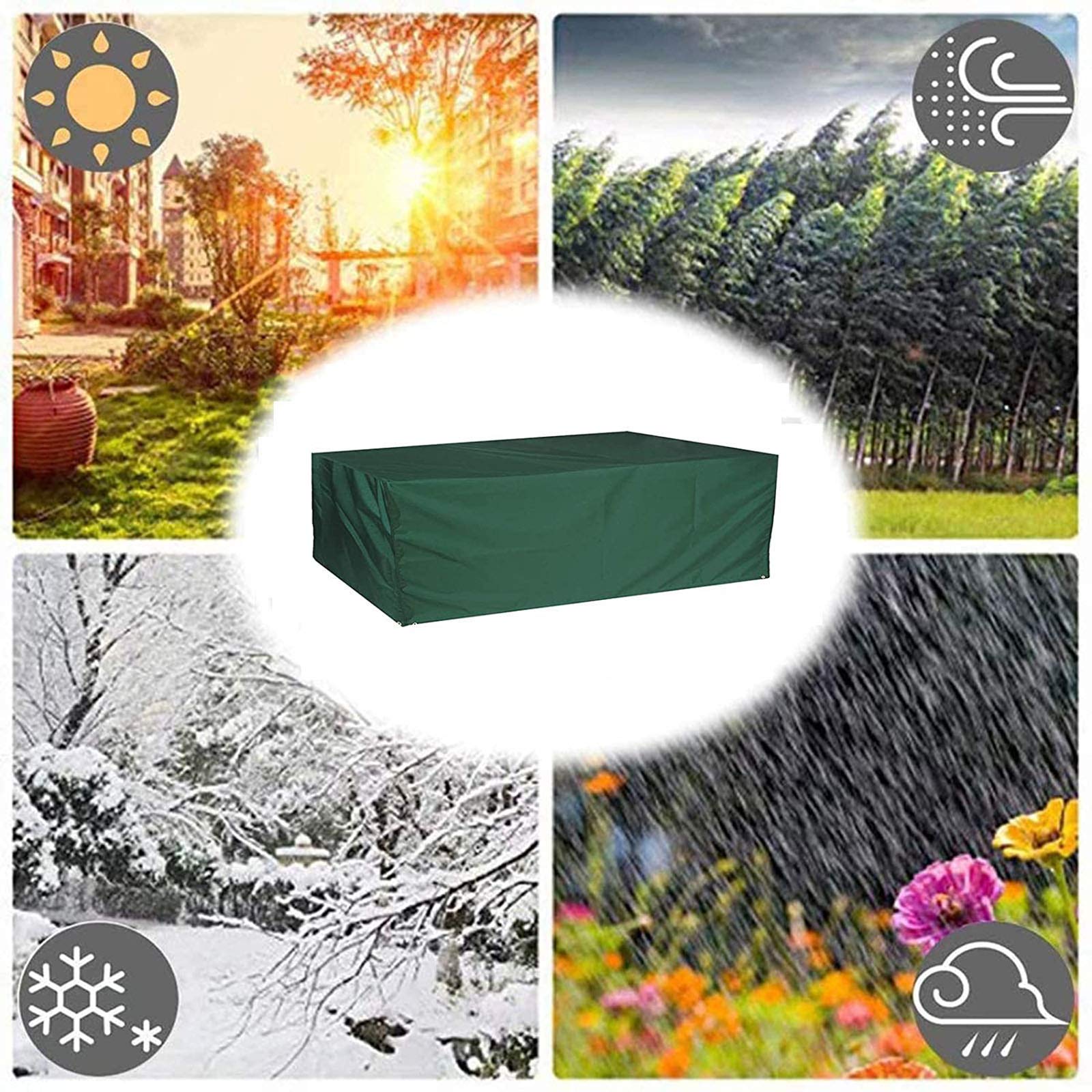 Fodera per mobili da Giardino 127x127x67cm, Fodere per mobili da Esterno Rettangolare Impermeabile, Impermeabile, Antivento, Anti-UV, Fodere per mobili da Esterno in Tessuto Oxford