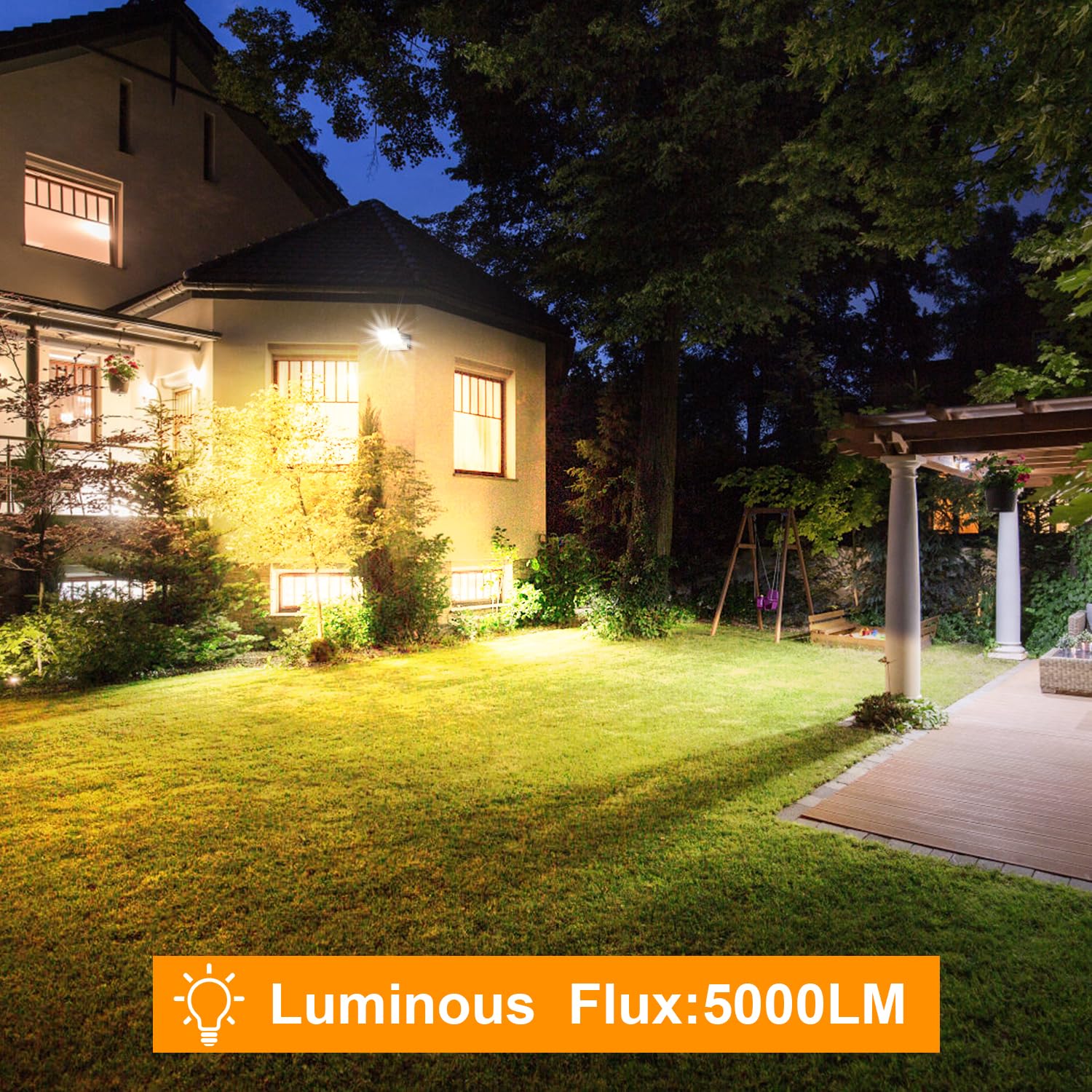 Kingwei 60W 2 Pezzi Applique da Parete Esterno 360° Regolabile 5000 Lumen Lampade da Esterno per Terrazza Garage Giardini, Nero Bianco Caldo 3000K,Applique da IP65 [Classe di efficienza energetica E]
