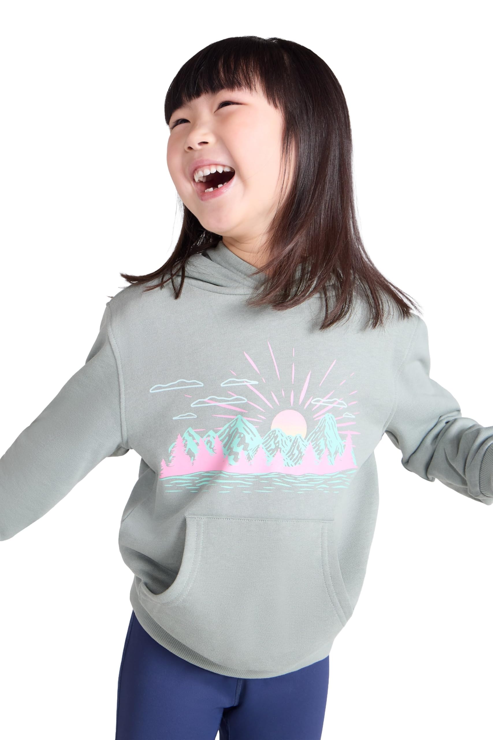 Mountain Warehouse Light Khaki Mountain Sunset Kids Hoodie Teen Size 13 Years