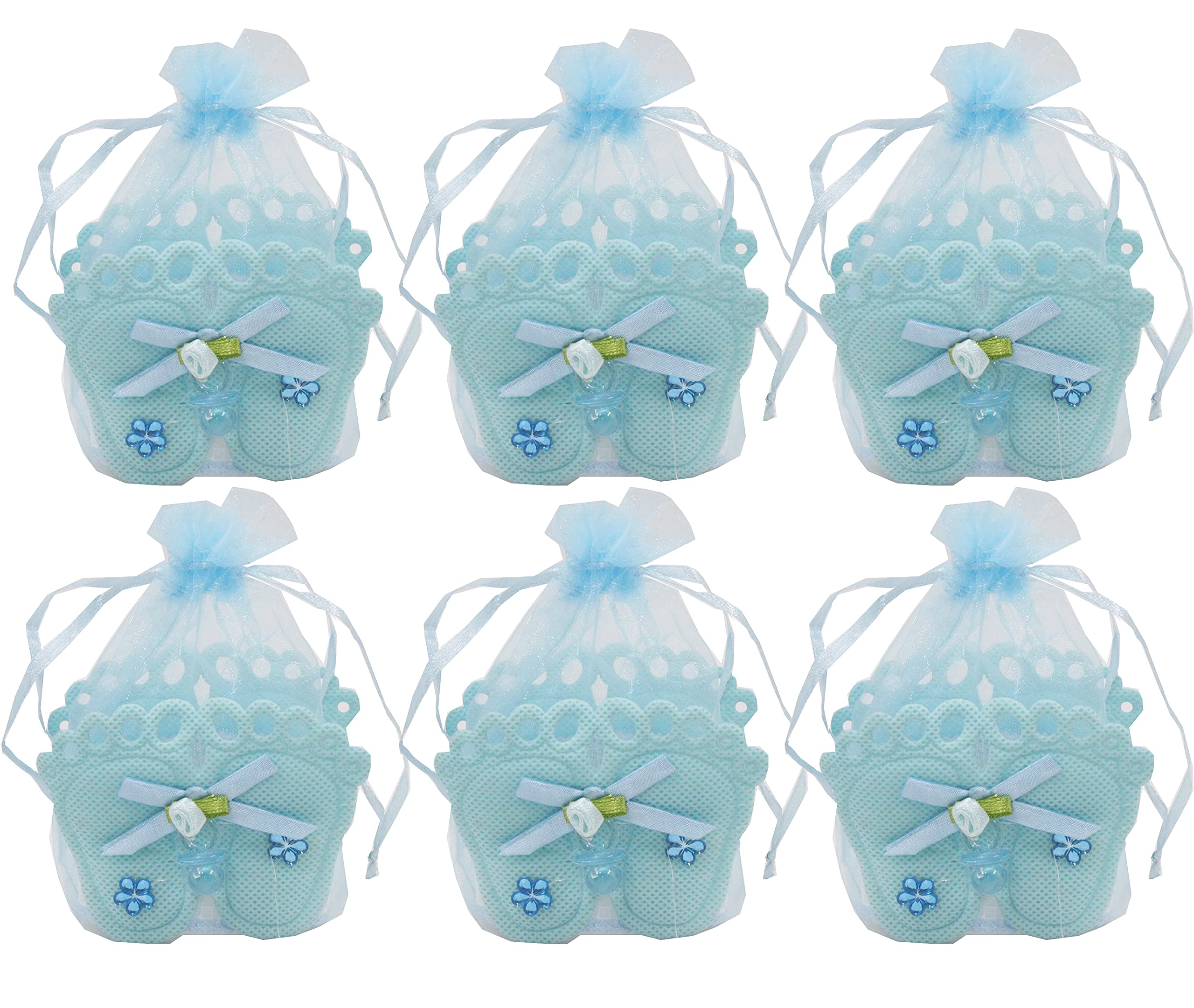 Jades : Baby Themed Favor Treat Bag- Baby Themed Party Candy Pouch-Baby Shower Treat Pouch-Baby Themed 1st Birthday Favor-Baby Themed Return Gift (Blue Set of 6 -A)-image-20