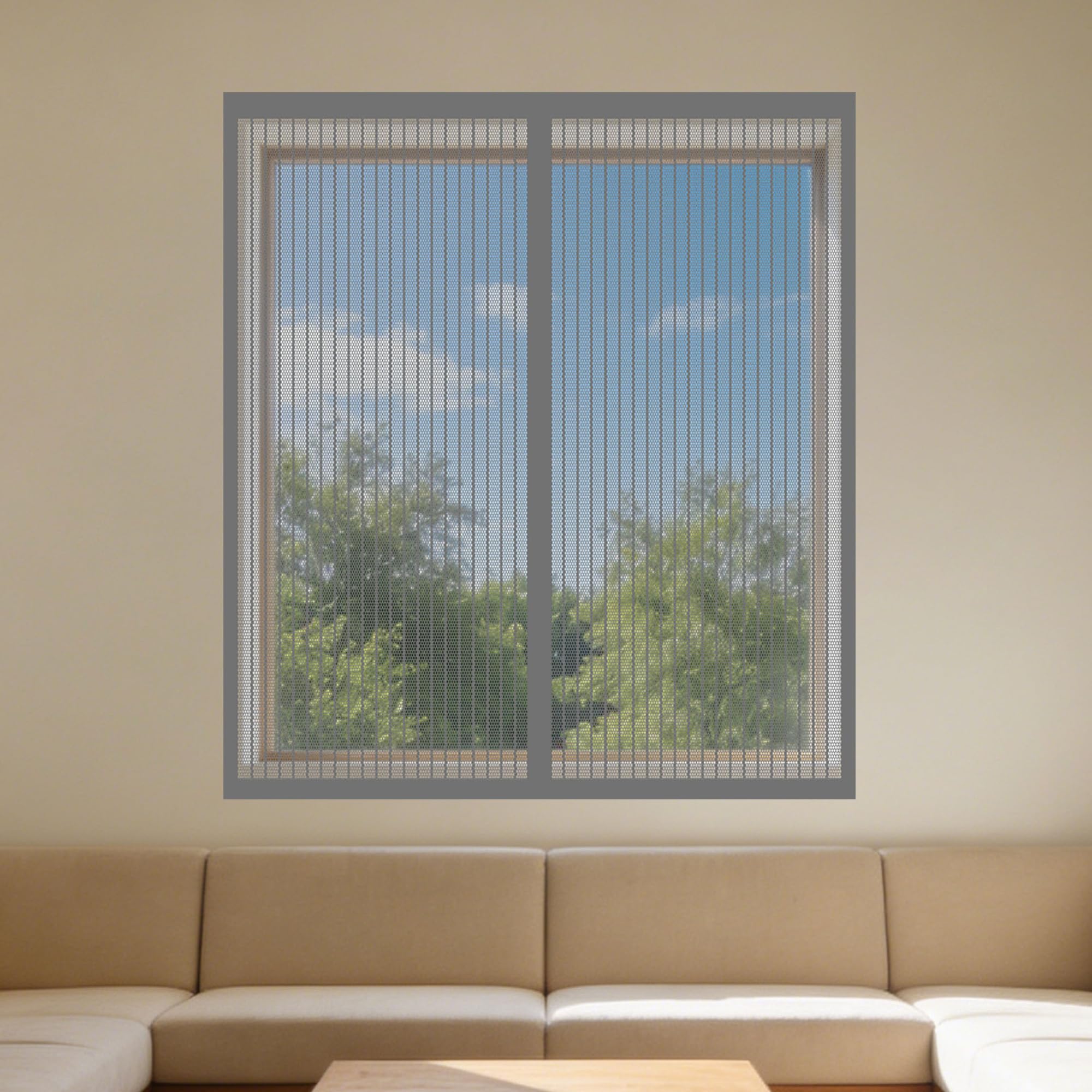 Magnetic Window Fly Screens Windows 165 x 135 cm Selfadhesive Tape Selfadhesive Window Guard Screen Easy Install for Living Room Bedroom Offfice, Grey