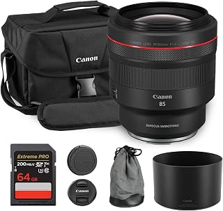 Canon RF 85mm f/1.2 L USM DS Lens | L-Series Portrait Prime with Defocus Smoothing, Bright f/1.2 Aperture & Advanced Optics | for Portraits & Wedding Photography (3450C002) + Shoulder Bag + 64GB Card