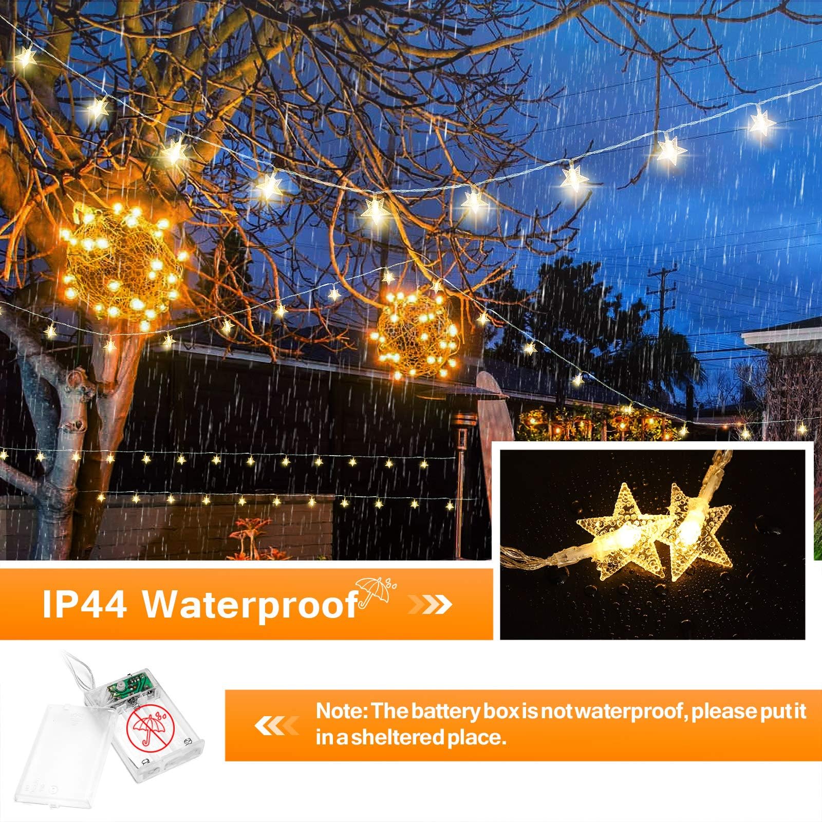 AceList Gzero - Guirnalda de 40 luces LED originales de luna Mini Star para patio, jardín, jardín, vacaciones, hogar, boda, fiesta del día de la madre y decoración navideña (luz blanca cálida)
