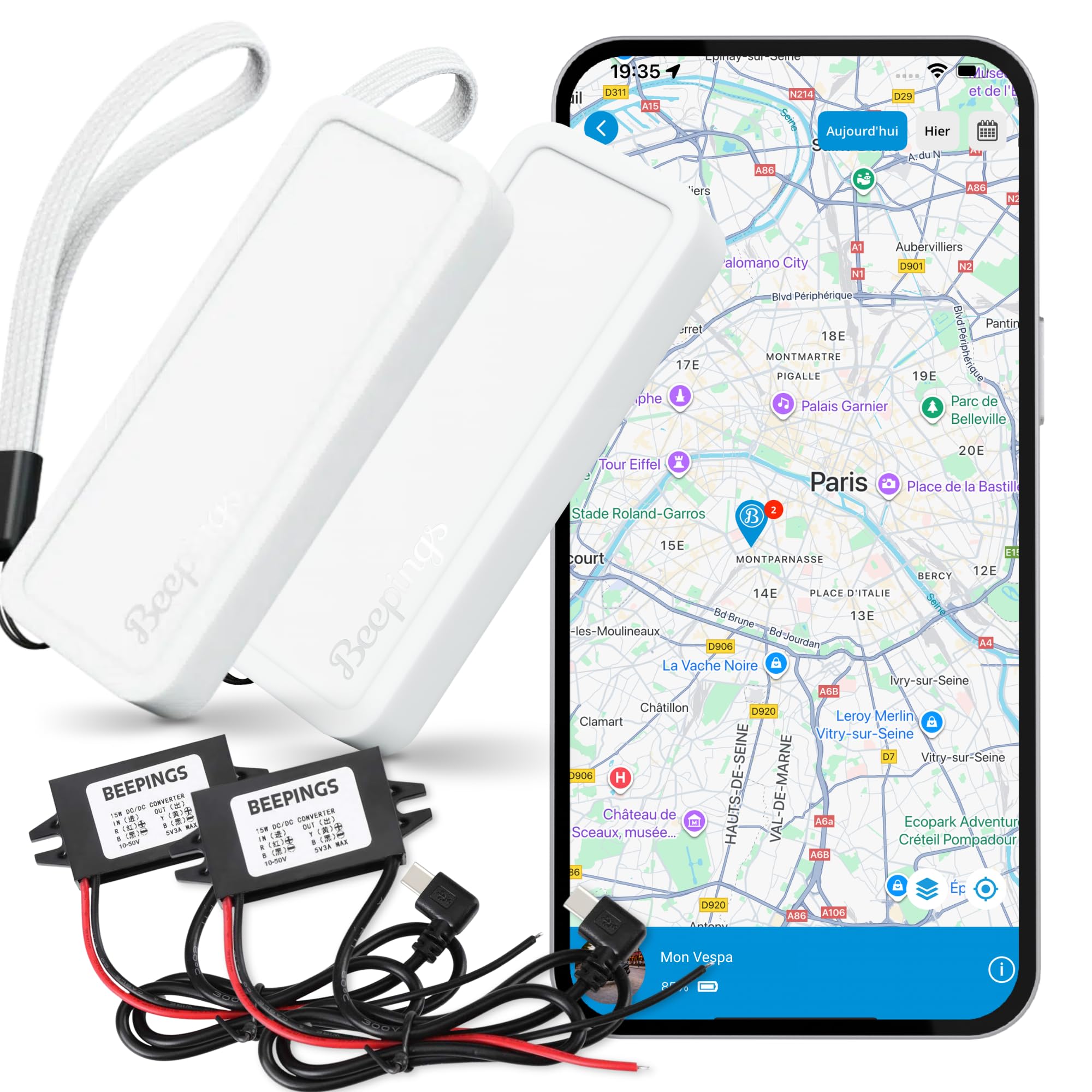 2 Zen S + 2 Convertisseurs; Traceur GPS Voiture, Moto, Sac, Trottinette, Non Brouillable; 1 an d'Abonnement Offert; sans SIM; Alertes Antivol; Autonomie Illimitée; Géolocalisation Europe