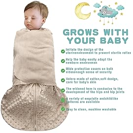 Fleece Newborn Sleep Sack Baby Swaddle,3-Way Adjustable Wearable Blanket,2 Pack Fleece Swaddling Sleeping Bag TOG 2.0 (Brown & Dark Green, 6-12 Months)