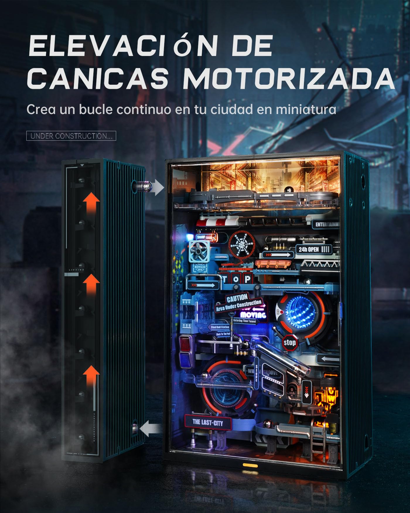ROBOTIME Puzzles 3D Maquetas para Construir Adultos Pistas para Canicas, Regalos Decoración de Escritorio de Gaming para Hombres, MR01S