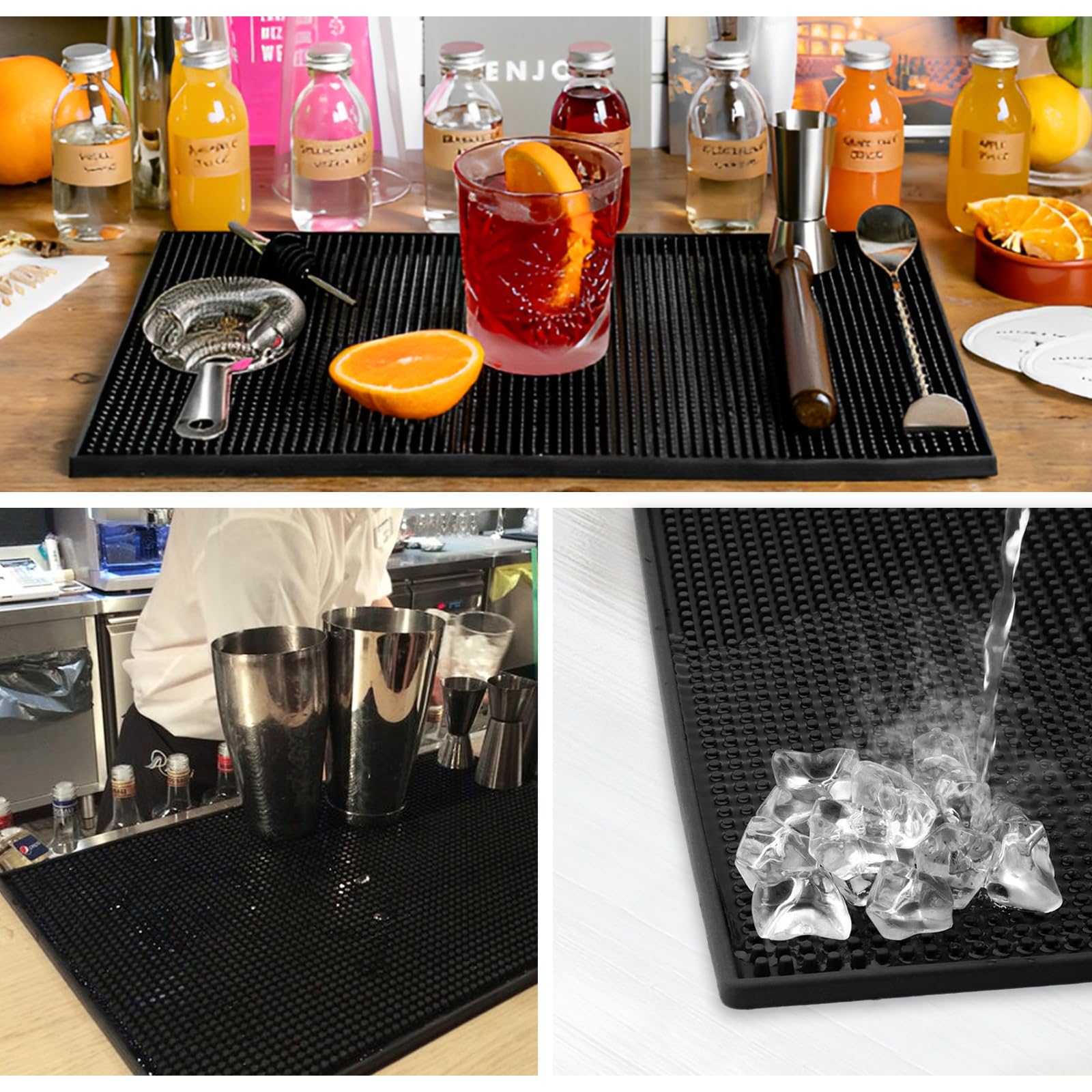 2 PCS 24"x 12" Rubber Bar Mats, Non-Slip Bar Service Spill Mat, PVC Bar Service Mat, Restaurant Kitchen Counter Bar Pad for Counter Top, Cafe, Bar, Kitchen, Restaurant, Hotel