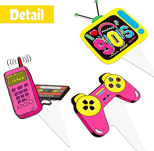 Miniatura 5 de 48 decoraciones de fiesta de los años 90, temática retro de los años 90, decoración de pasteles de fiesta de los años 90, suministros de fiesta de