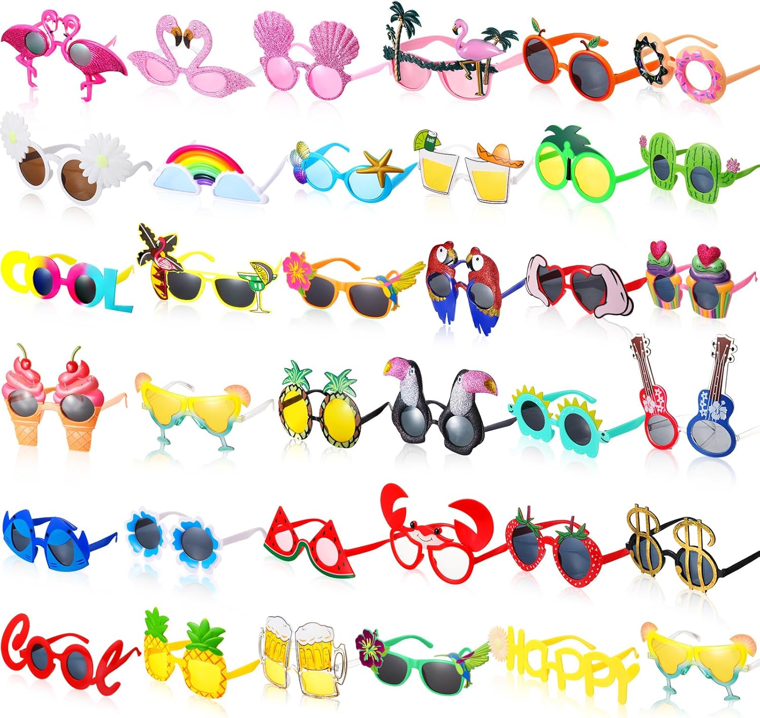 Frienda Luau Sunglasses, Funny Hawaiian Novelty Glasses, Tropical Fancy Eyewear for Beach Summer Pool Party Photo Booth Prop