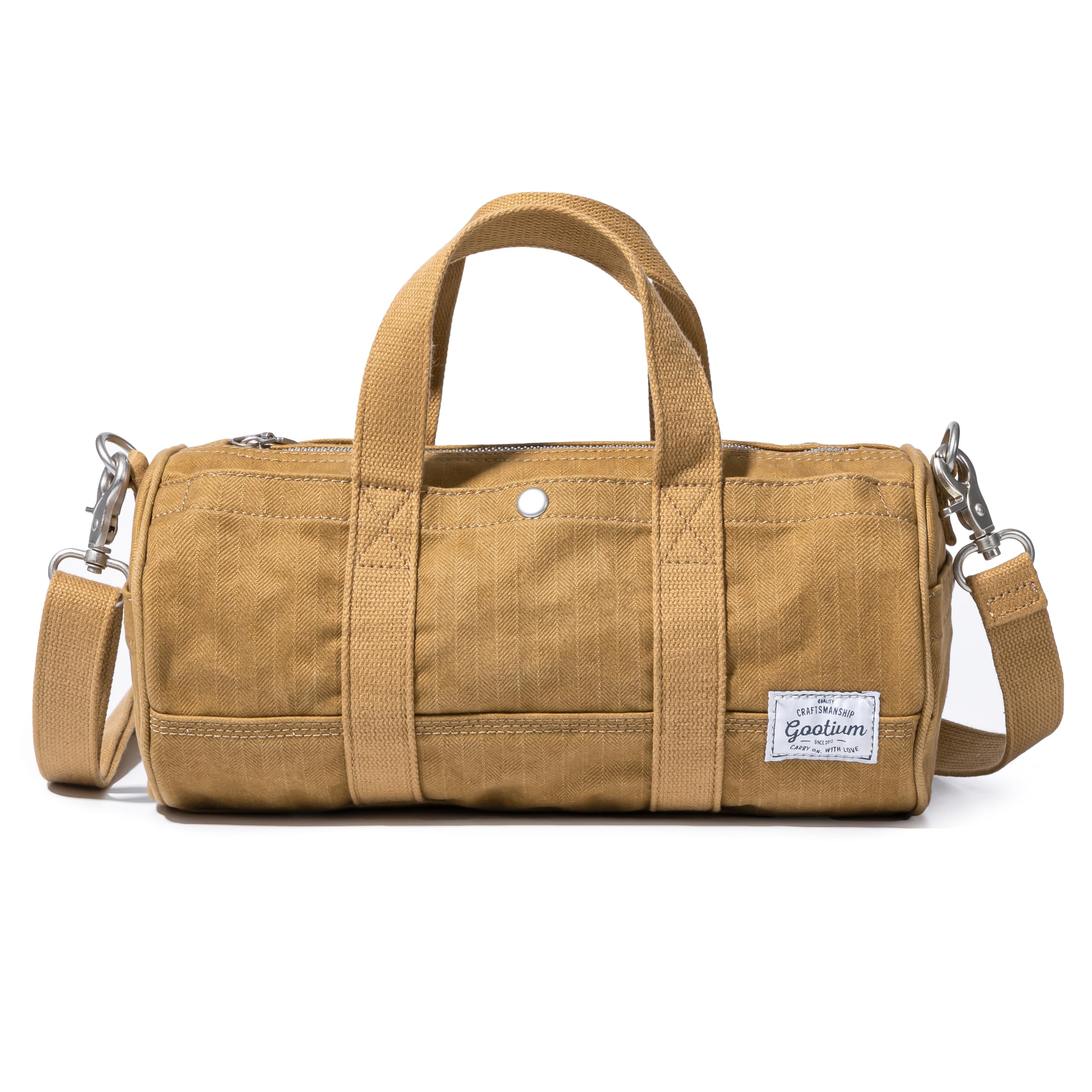 GOOTIUM Compact Crossbody Bag Canvas Shoulder Bag Travel Organizer Vintage Cylinder Style Mini Tote Small Barrel Bag