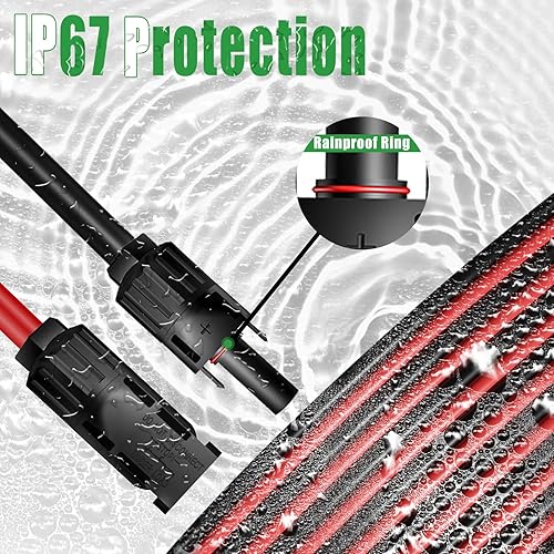 Miniatura 5 de Cable de extensión solar de doble cable de 6 pies Conector de panel solar de 10 AWG (6 mm), con conectores solares IP67 machohembra para