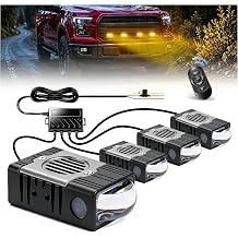 BraveWay LED Grille Lights with Remote Control Super Slim White Yellow Bi-LED Projector Driving Lights 7 Dynamic Modes 4 Brightness Levels IP68 Grill Light Kit for Trucks SUVs Off Road 4PCS
