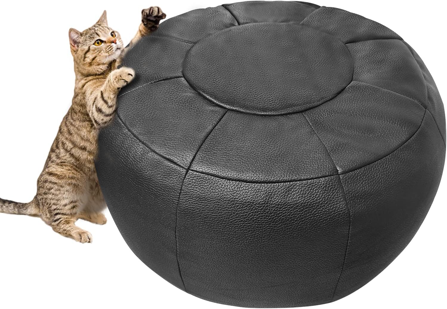 ZARKS Pouf Foot Stool Ottoman, Unstuffed Faux Leathaire