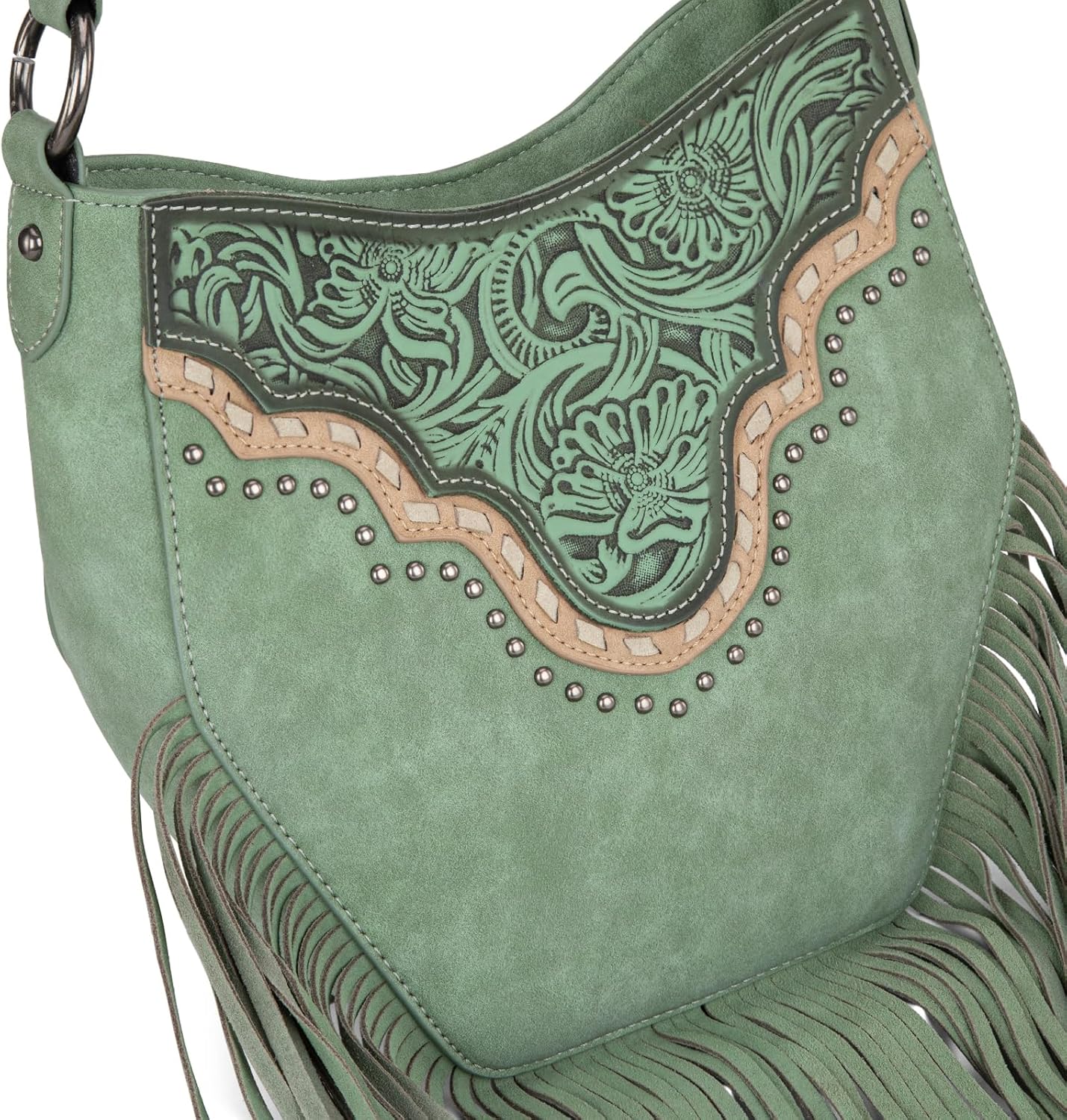 Montana West Fringe Shoulder Bag for Women Western Tooled Hobo Tote Bag Purses - Image 4