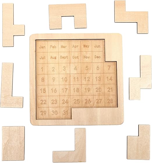 Daily Calendar Wooden Puzzle for Adults - 365+ Date Challenge, Office Logic Game (1 Pack)