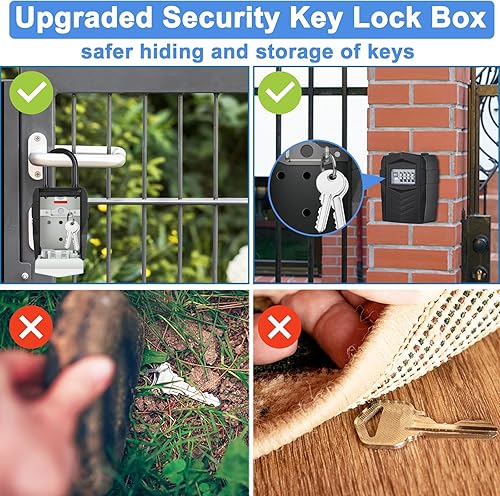 Miniatura 2 de ZHEGE Caja de bloqueo para llaves para exterior, caja de seguridad para almacenamiento de llaves de casa 10, caja de seguridad para llaves al aire