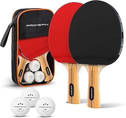 PRO SPIN Ping Pong Paddles - High-Performance Set with Premium Table Tennis Rackets, 3-Star Ping Pong Balls, Compact Storage Case | Professional Quality Ping Pong Paddle Set | Indoor & Outdoor Games
