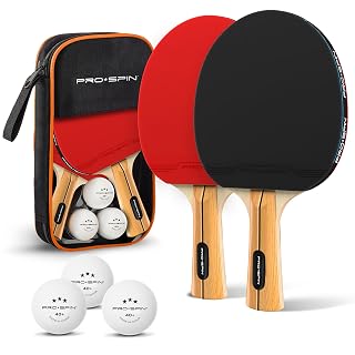 PRO SPIN Ping Pong Paddles - High-Performance 2-Player Set | Premium Table Tennis Paddles, 3-Star Ping Pong Balls, Compact Storage Case | Ping Pong Paddles Set of 4 for Indoor & Outdoor Games