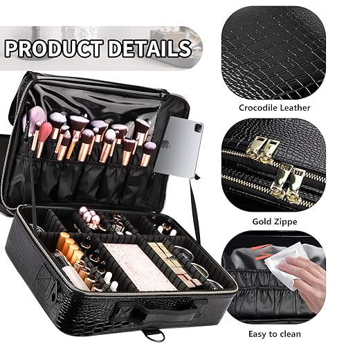 Miniatura 3 de GZCZ - Estuche de viaje profesional para maquillaje organizador de brochas de maquillaje bolsa de almacenamiento portátil para artistas con