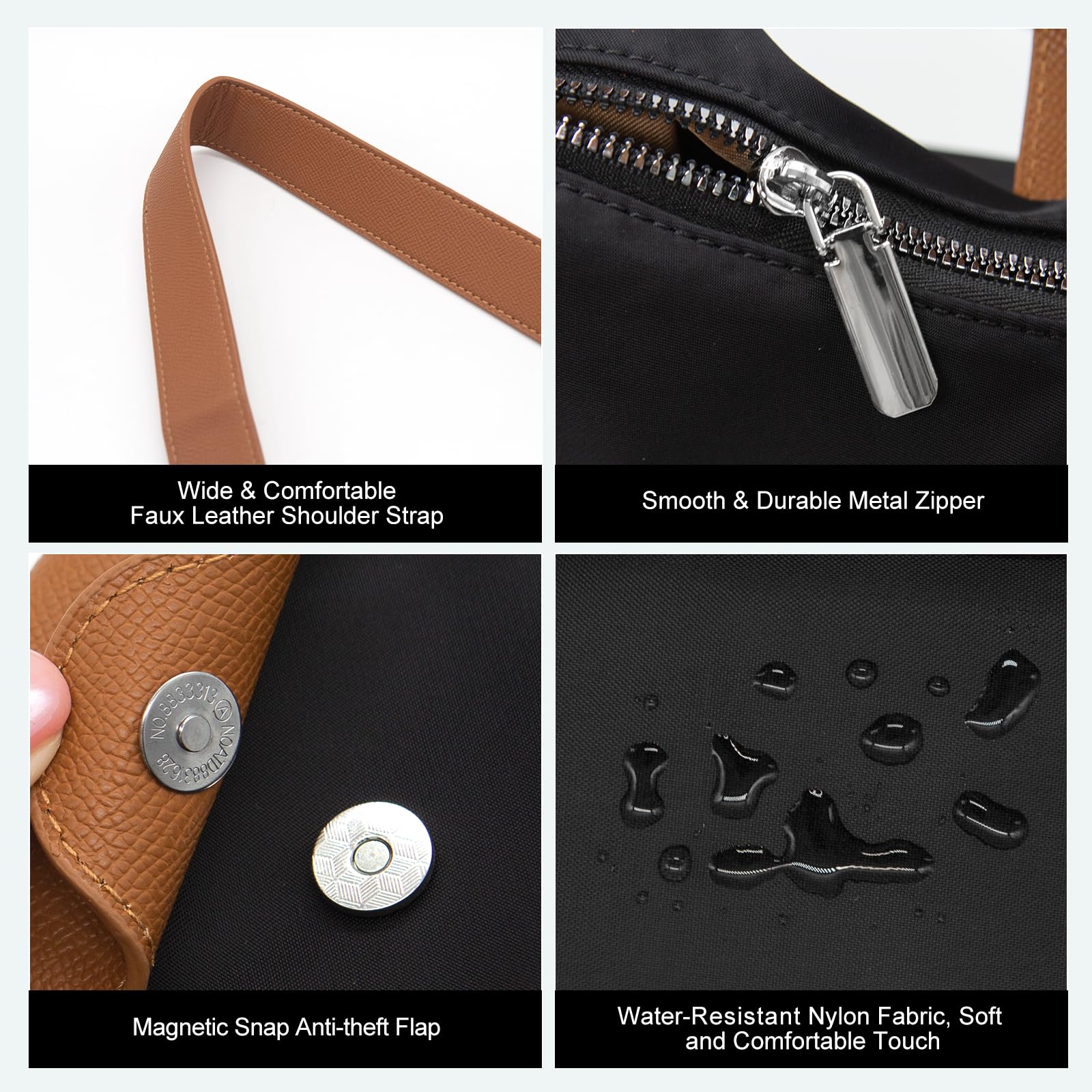 Long Keeper Borse a tracolla da donna piccola borsa hobo in nylon leggera borsa da viaggio borsa a tracolla borse a tracolla con mini sacchetto set