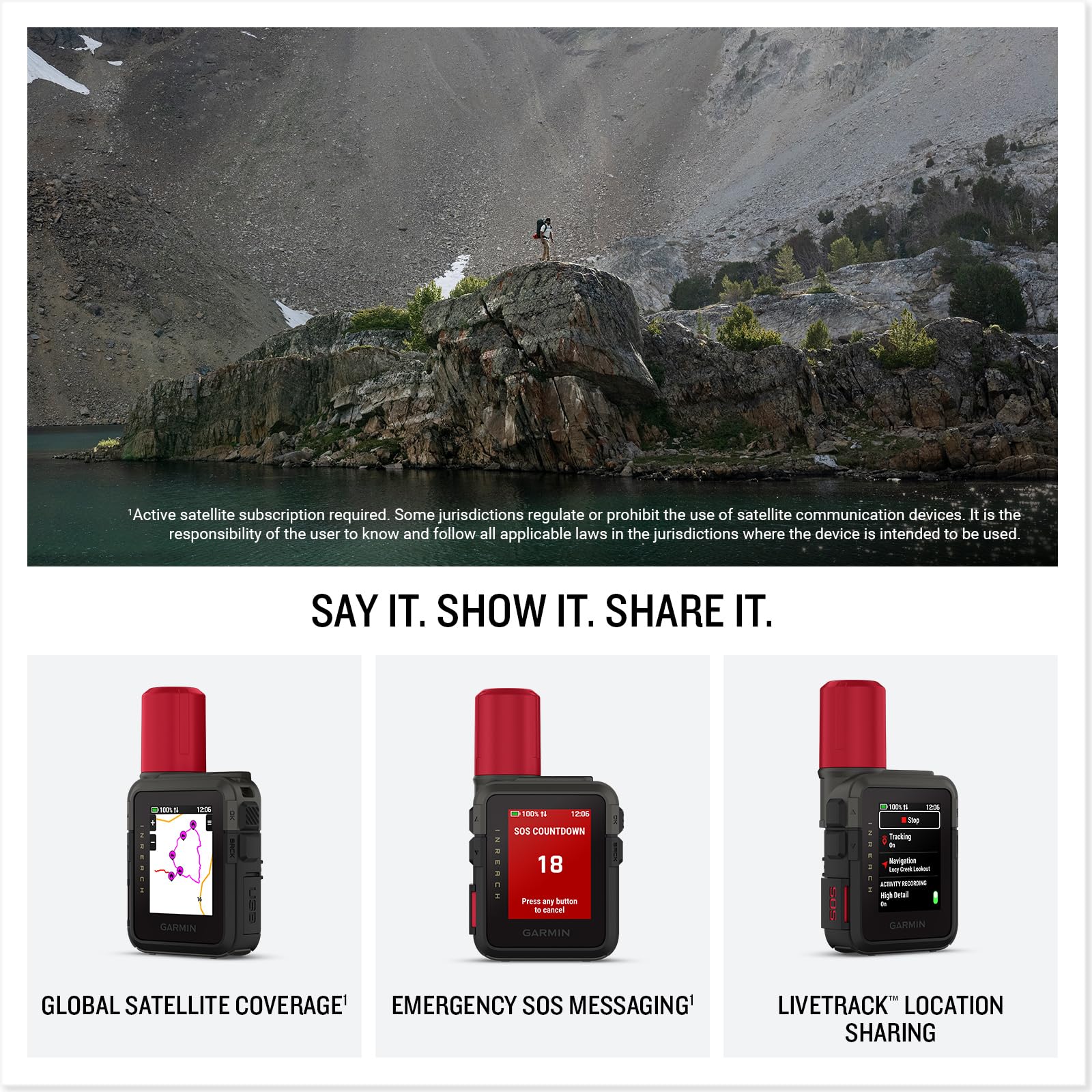 Garmin inReach® Mini 3 Plus, Rugged Global Satellite Communicator with Touchscreen Texting, Photo & Voice Messaging, Emergency SOS Messages & Battery Up to 350 Hours with 10-min inReach® Tracking - 2