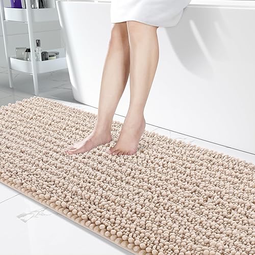 Miniatura 50 de Yimobra Alfombras de baño grandes antideslizantes lavables de 36 x 24 pulgadas, tapete de baño de chenilla ultra suave y absorbente, alfombra de