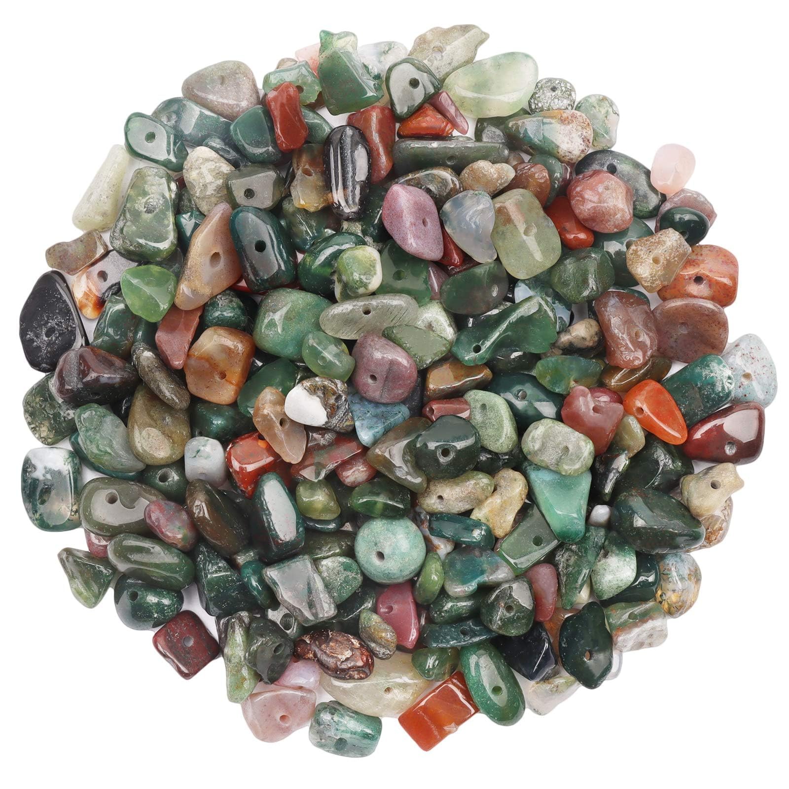 500Pcs India Agate Crystals Chips Gemstone Beads 5-8mm, Irregular Natural Crystal Beads for Jewellery Making, Drilled Tumbled Chips for Bracelet Making — image 1