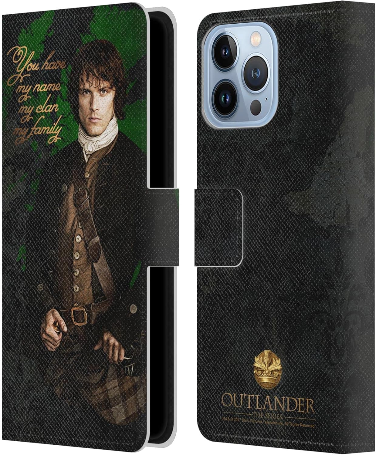 Head Case Designs Officially Licensed Outlander Claire & Jamie Painting Portraits Leather Wallet Case Compatible with Apple iPhone 13 Pro Max