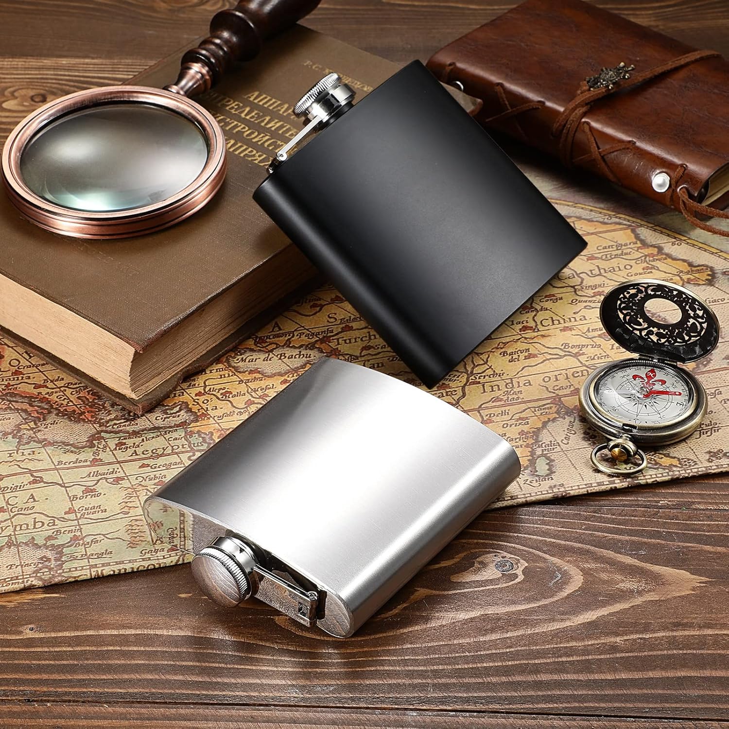 20 Pieces 6 oz Stainless Steel Flask with Funnel Hip Flask for Liquor Leak Proof Camping Drinking Pocket Flasks Black and Silver Flask Set for Men Groomsmen Bridal Women Wedding Party Supplies - Image 7