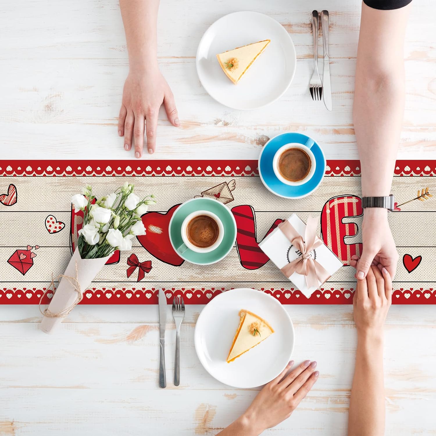 4 Pcs Happy Valentines Day Truck Table Runner 72 Inches Long, St Patricks Day Mardi Gras Truck Table Runner, Easter Eggs Car Table Decor for Kitchen Farmhouse Home Party