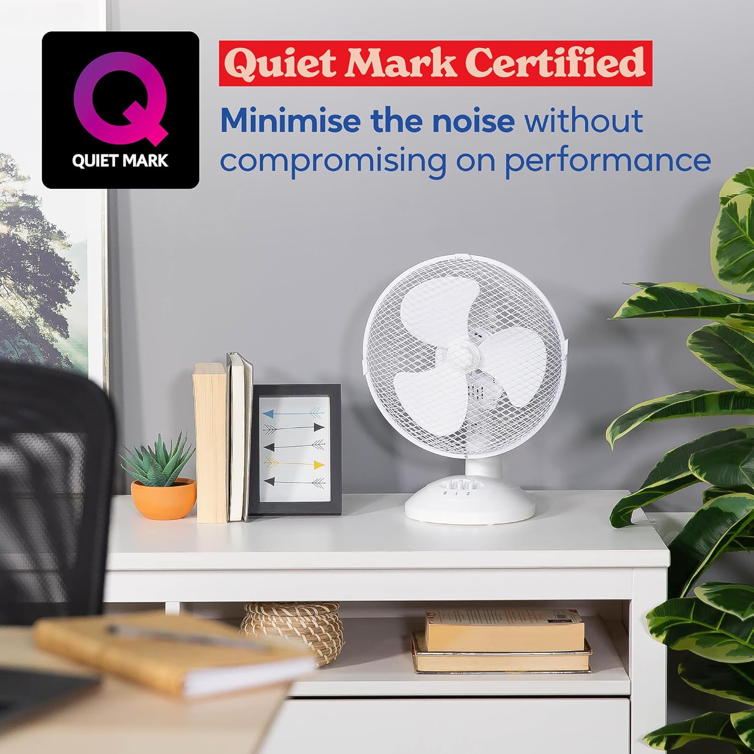 Russell Hobbs 9" Inch, Portable Desk Fan, 2 Speeds, Wide-Angled Oscillation, Quiet Operation, Perfect for Bedroom or Office, White - RHPDF0921 — image 2