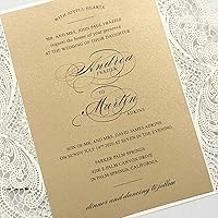 Vista 6 de 25 invitaciones de boda de 5 x 7 pulgadas con sobres, corte láser de encaje hueco con cintas elegantes, para boda, despedida de soltera, compromiso