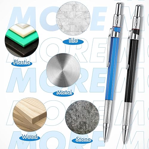 Miniatura 7 de 2 lápices de soldador con 12 lápices mecánicos redondos plateados de 0.08 pulgadas con sacapuntas integrado para trabajadores de la construcción,