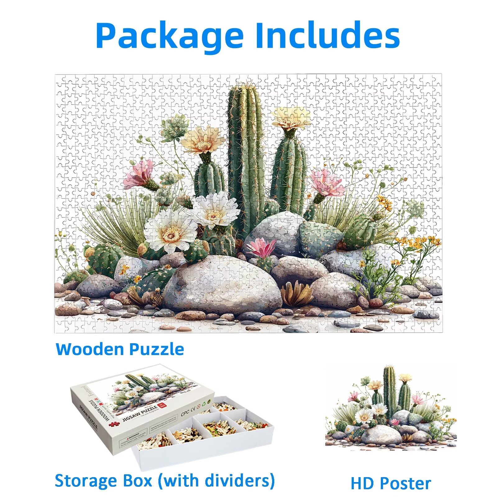 Puzzle Cactus 4000 Pièces Adultes, Puzzle 4000 Pièces pour Adultes et Enfants à Partir de 14 Ans, Fleur Puzzles Bois de Qualité Supérieure avec Une Boîte d'Emballage Exquise, Cadeau Femme/Homme, -3287