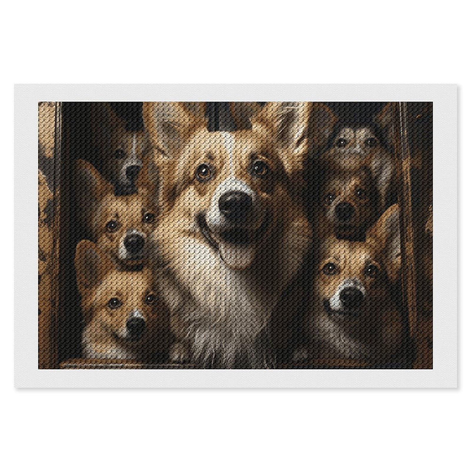 Corgi Pictures Diamond Art Kits for Adults, DIY 5D Diamonds Painting Kits for Beginner, Round Full Drill Diamond Dots Painting, 8"x12" Diamonds Pictures Gem Art and Crafts Wall Decor