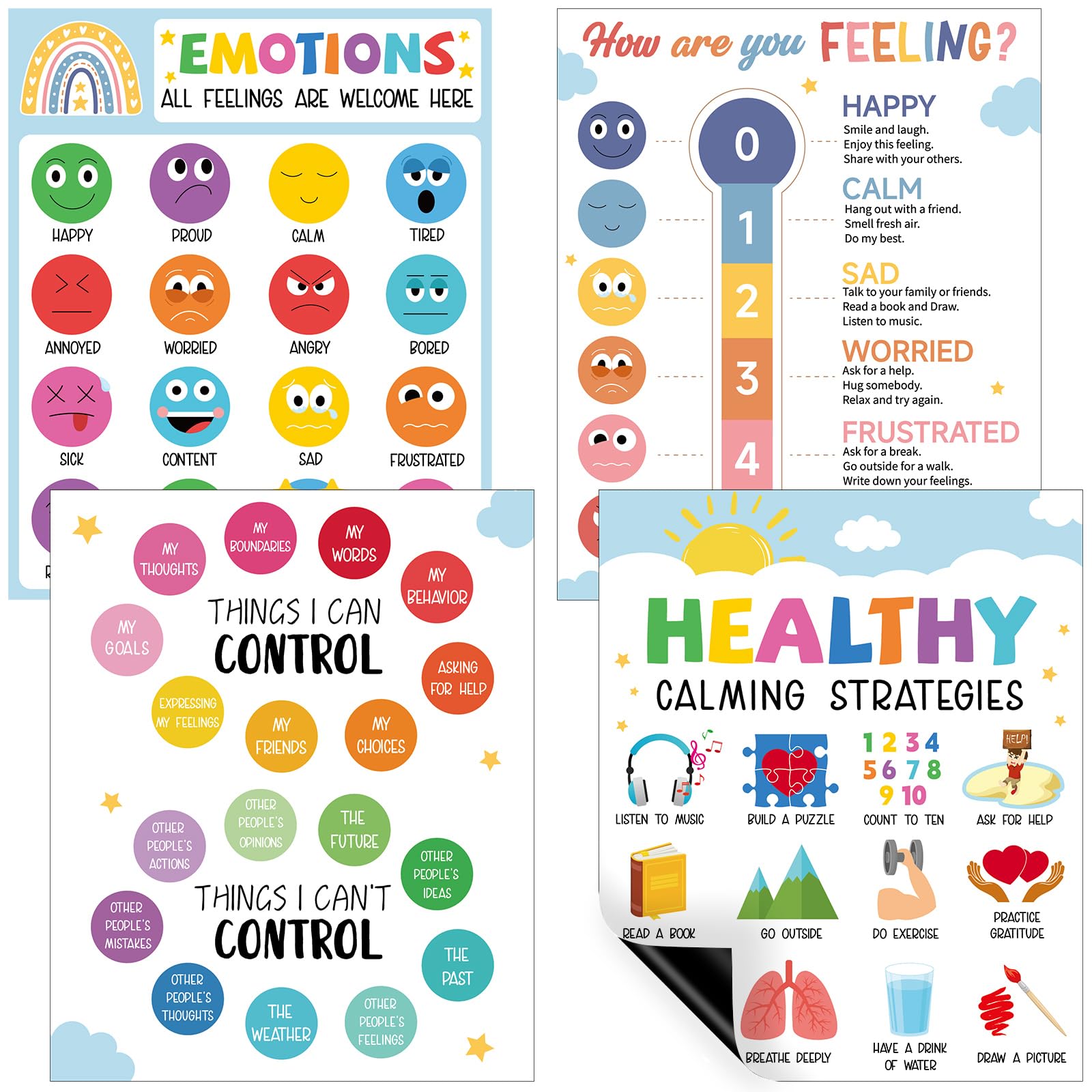 Gefühle-Tabelle Poster Für Kinder – 30,5x40,6 Cm, Psychische Gesundheit, Emotionen Verstehen, Für Klassenzimmer & Kinderzimmer