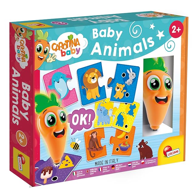 Lisciani - CAROTINA BABY - Juego Educativo Interactivo Animales Bebé con Bolígrafo Luminoso Parlante Carotina