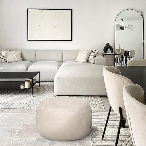 Miniatura 33 de Thgonwid Funda de puf otomano marroquí sin relleno, solución de almacenamiento para reposapiés otomano, silla puf, reposapiés, color negro Negro