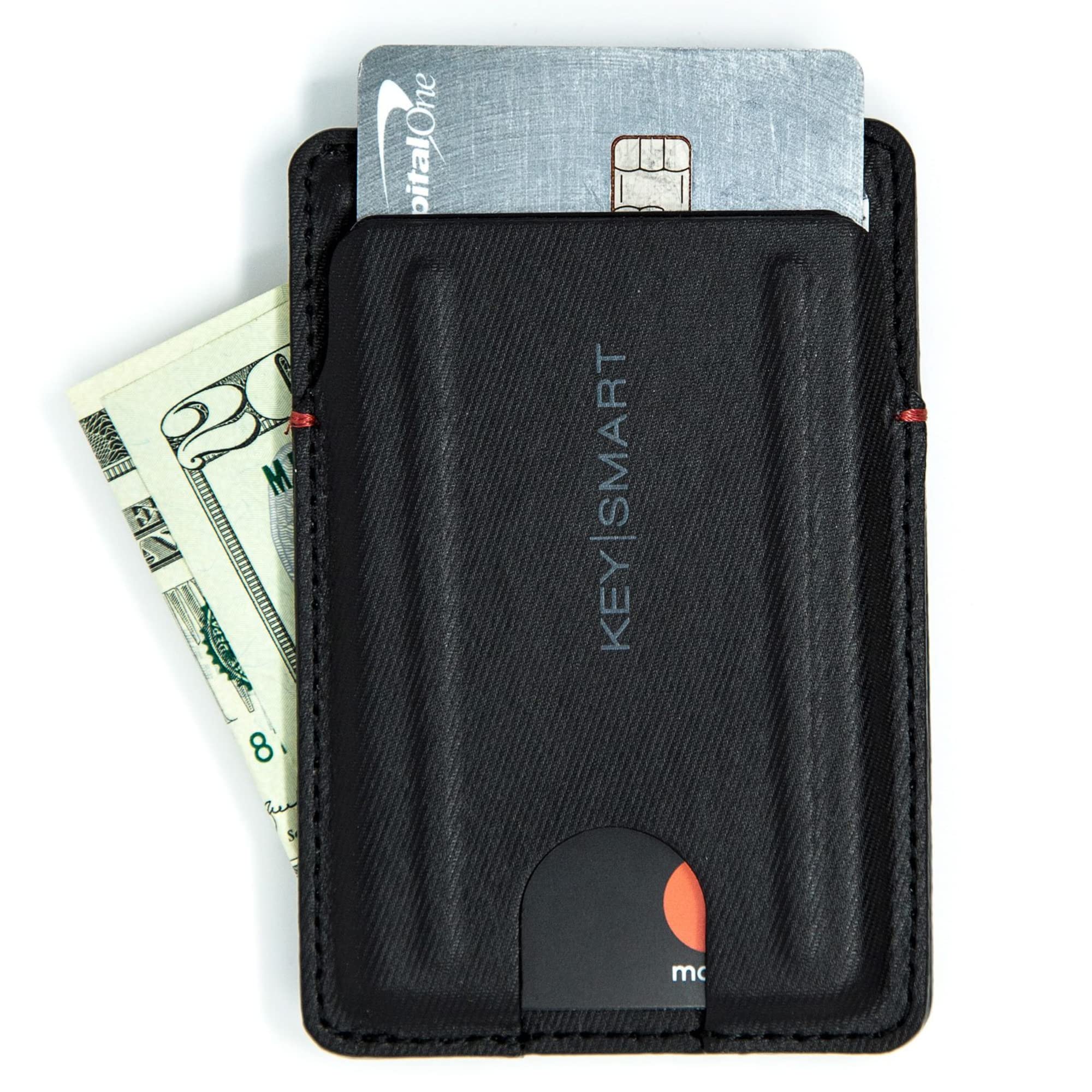 KeySmart Slim Wallet - Minimalist Wallet for Men in TecTuff Leather - Easy Slide Slots Credit Card H