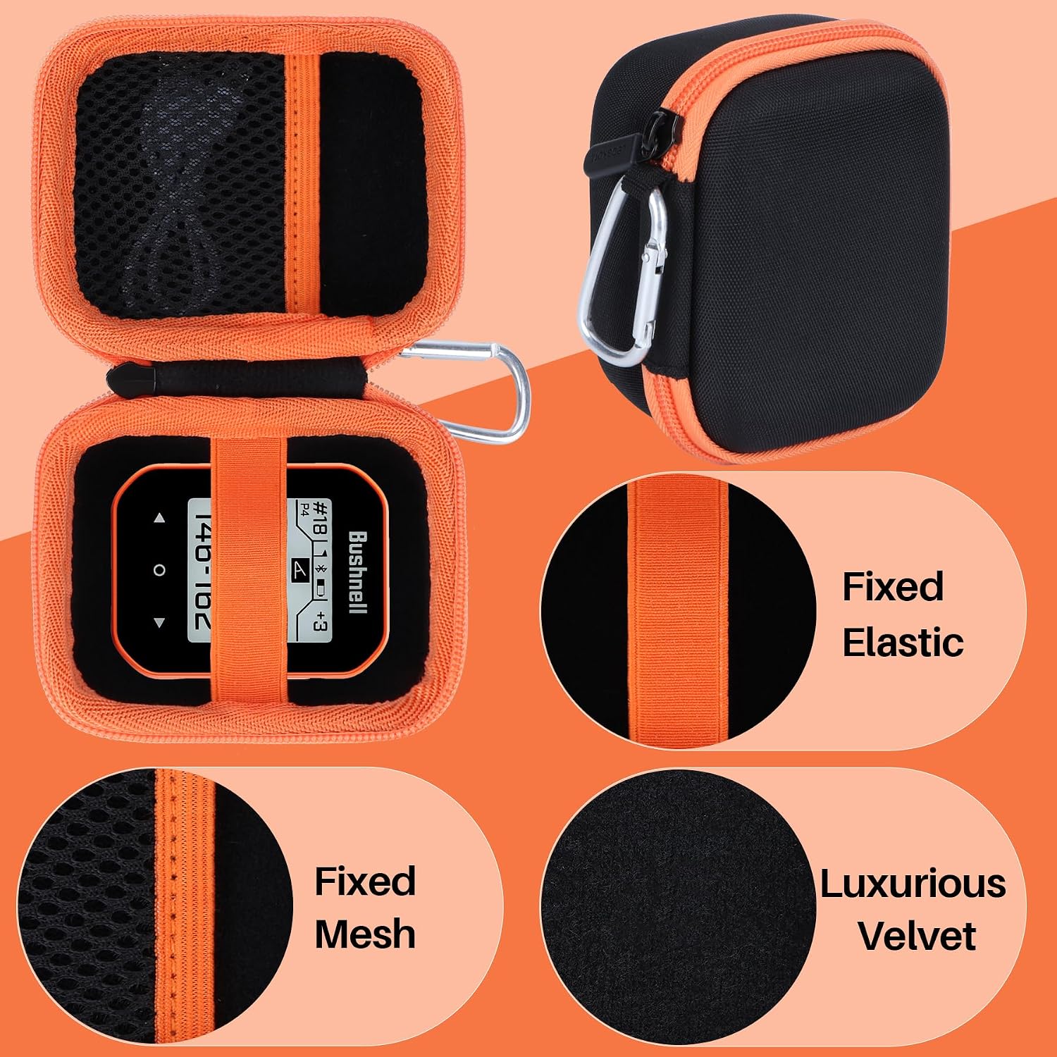 Lebakort Storage Case Compatible with Bushnell Golf Phantom 3 2 Slope/Izzo Swami KISS 2.0 Handheld Golf GPS Ragnefinder (Orange Case)