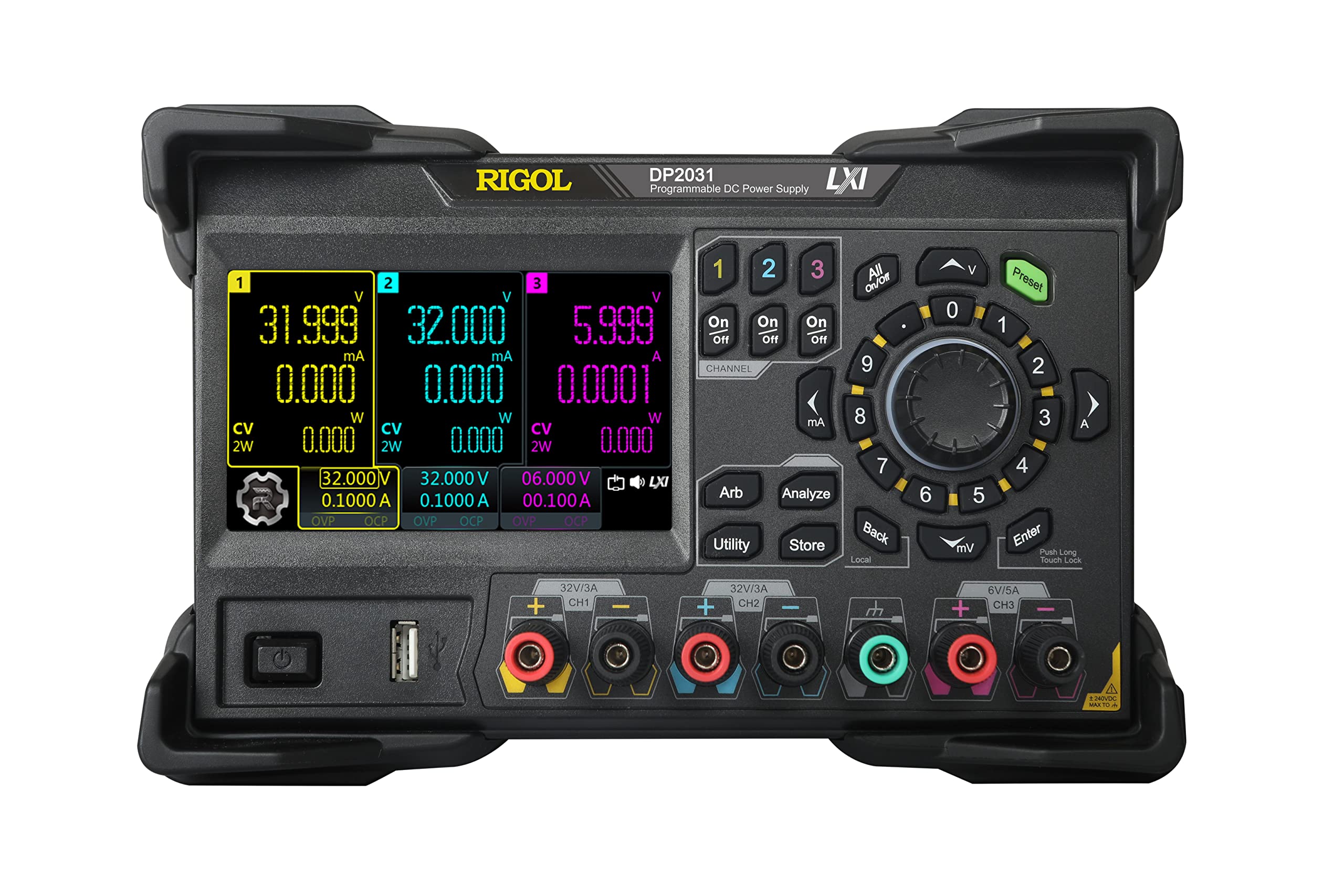 Rigol DP2031 Programmable Linear Dc Power Supply,3 Channels,222W Total Power