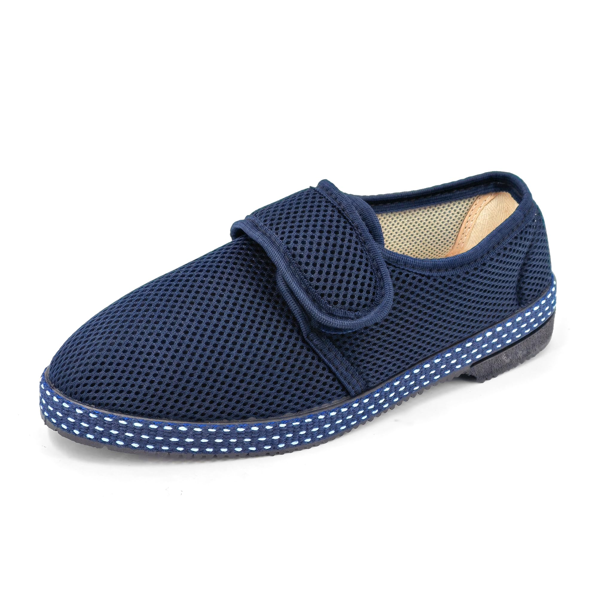 JOMIX Pantoffels voor heren, zomer, pantoffels voor ouderen met klittenbandsluiting, machinewasbaar voor thuis ITU1897, NACHT BLAUW, 40 EU