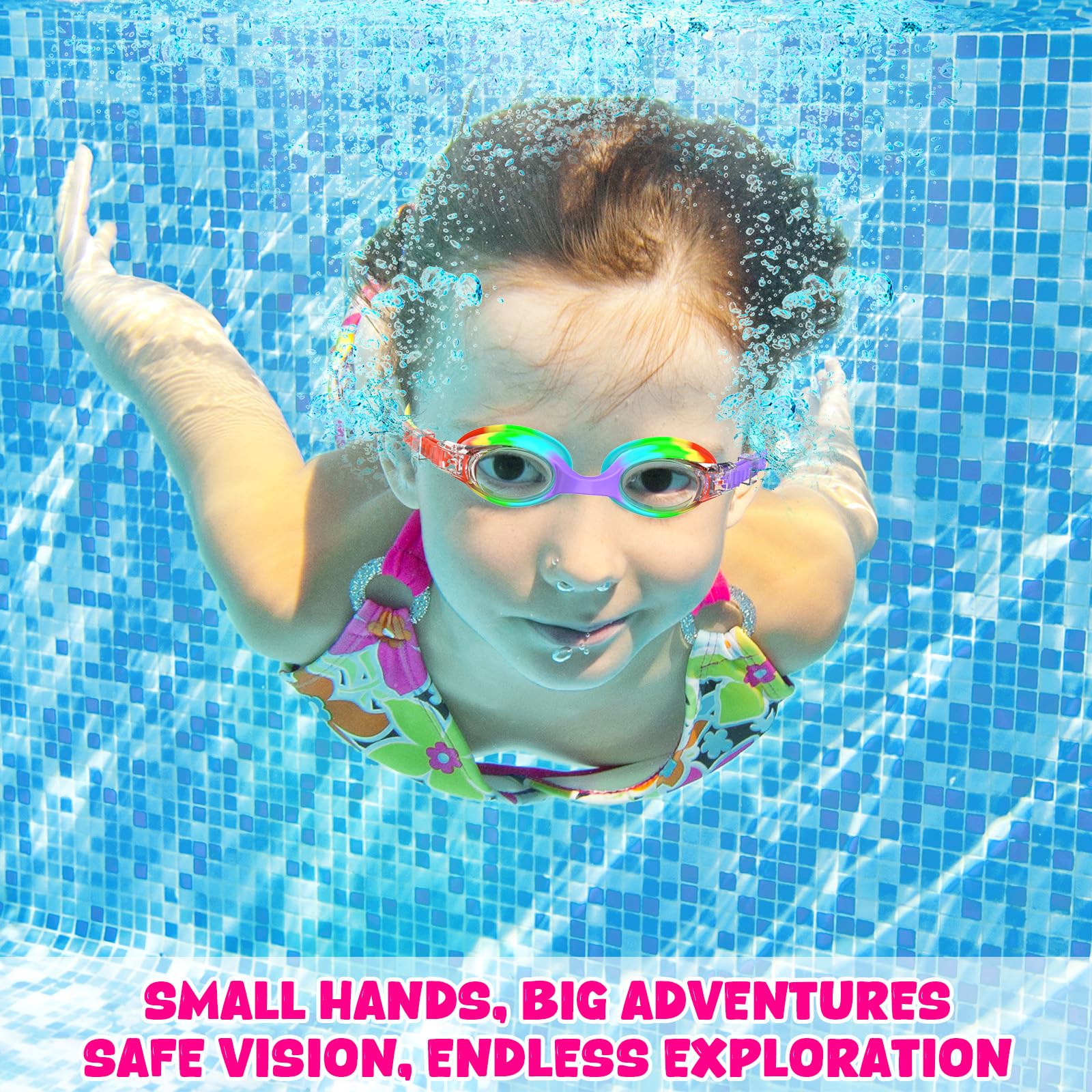 Occhiali Nuoto Bambini, Anti-Fog con Visione Chiara, Protezione UV, Guarnizione in Silicone, Piccolo Telaio Occhiali da Nuoto Unisex per Bambini da 6 a 14 anni