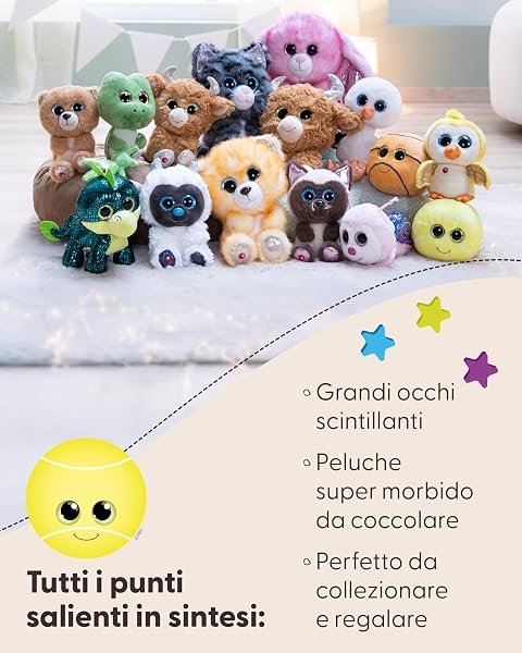 Glubschis, Dennis 63030 - Morbida pallina da tennis di peluche, da coccolare e con cui giocare, per bambini e adulti, fantastica idea regalo, 13 cm, arancione - 4
