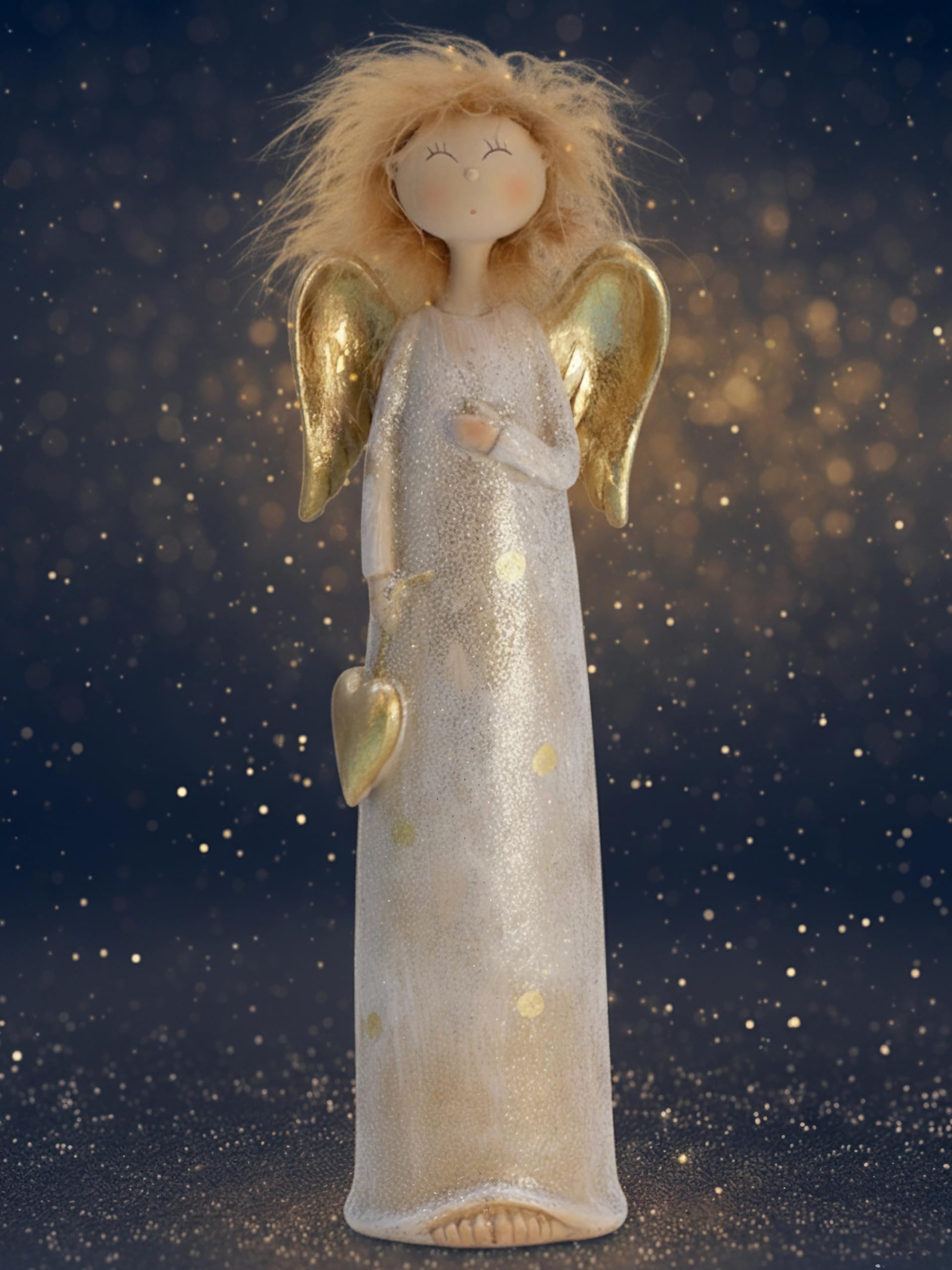 Pommerntraum ® | verrückter Engel Weihnachtsengel Schutzengel Guardian Angel Weihnachtsfigur Dekorationsfigur Schreibtischfigur NORMAL KANN JEDER (mit Herzchen)
