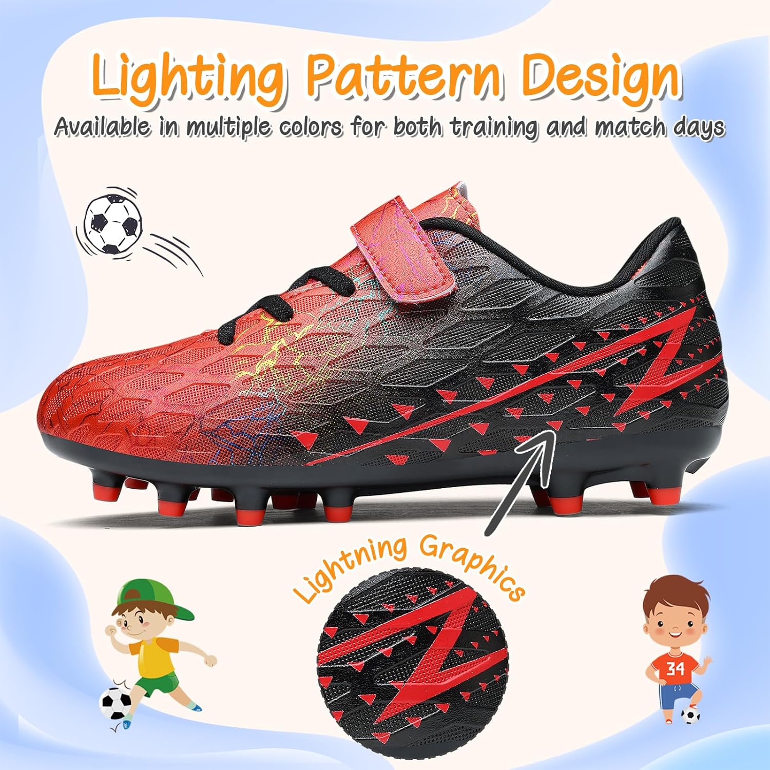 Hanani Boys Girls Soccer Cleats Youth Firm Groud Athletic Low Top Outdoor Trainning Football Shoes for Little/Big Kid