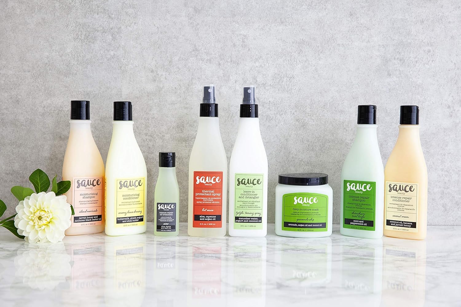 Sauce Beauty Hair Trio Gift Bundle - Chimichurri Mint Tingle Repair Shampoo + Coconut Cream Repair Conditioner + Guacamole Deep Moisture Hair Mask