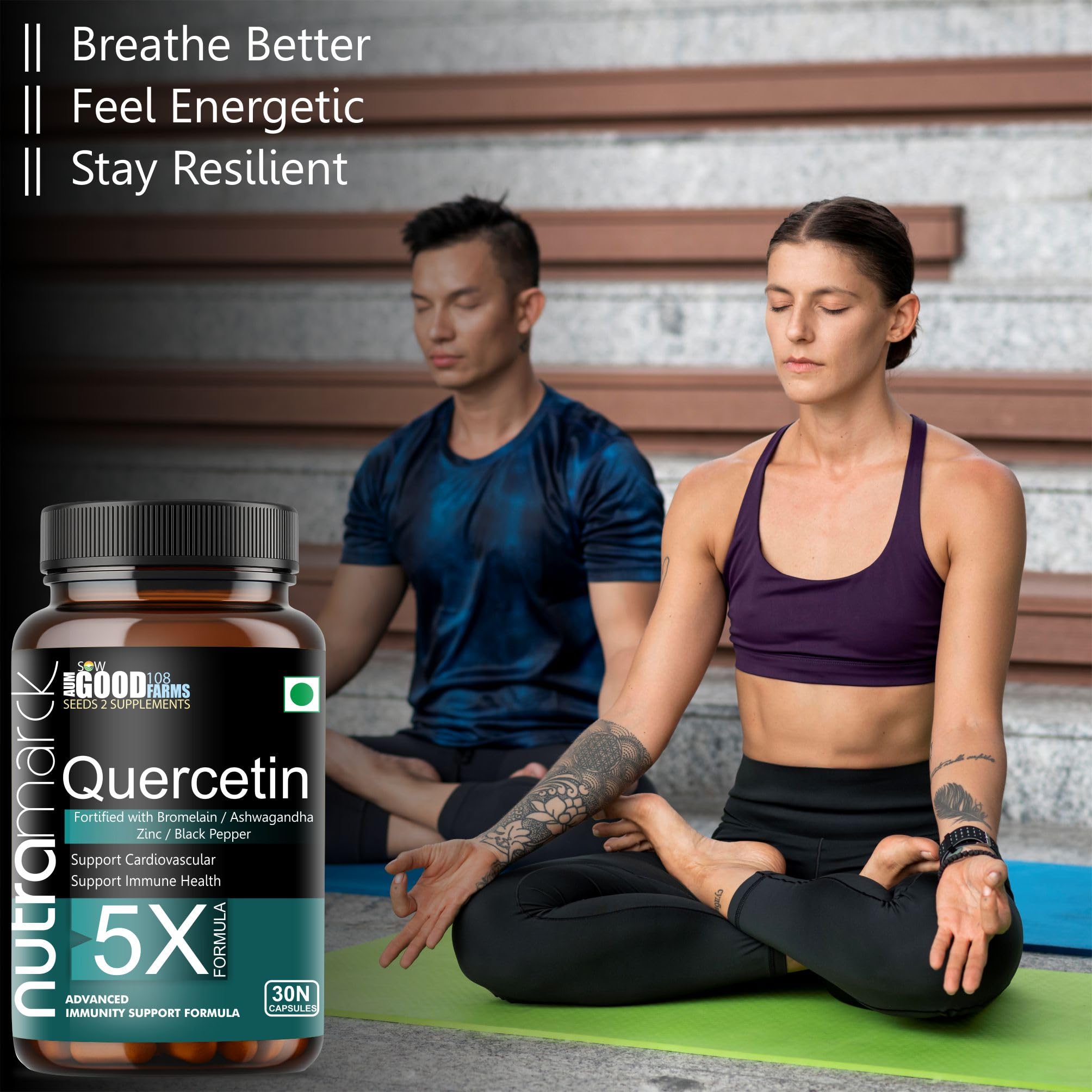 NutraMarck Quercetin With Bromelain Capsules | Natural Flavonoid | For Immune & Respiratory Health Support | For Men & Women | Non-GMO, No Added Sugar & Gluten Free - 30 Capsules 1