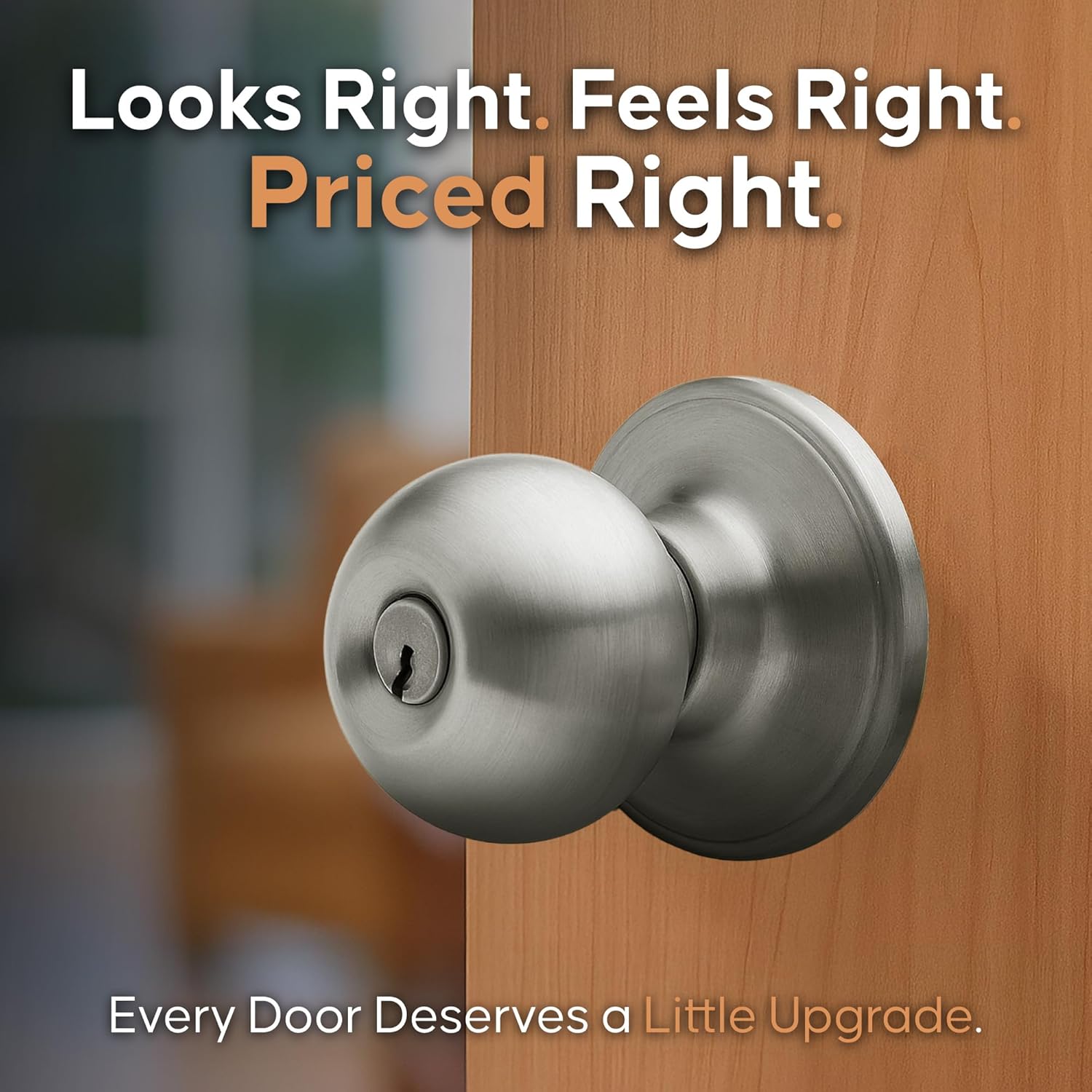 Copper Creek BK2040SS-3 Ball Door Knob, Keyed Entry Function, 3 Pack, in Satin Stainless