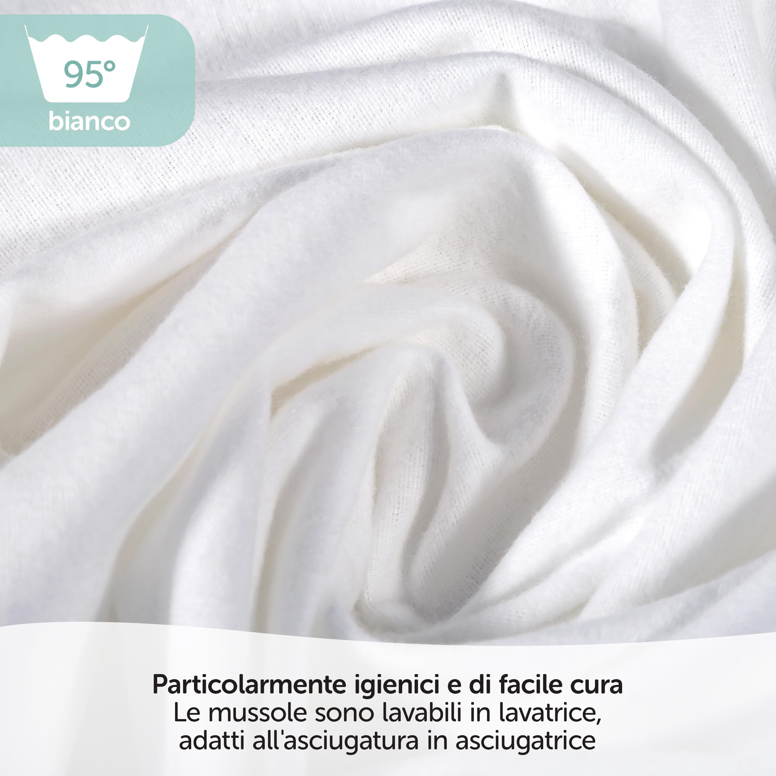 Mussole Neonato 80x80 5 Pezzi Oeko-Tex Standard 100 Teli Assorbenti Bianco